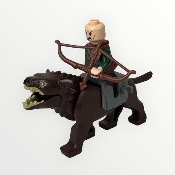 Lego LOTR Warg Black Nose The Hobbit Animal Minifigure w/ Mirkwood Elf Archer - Picture 1 of 8